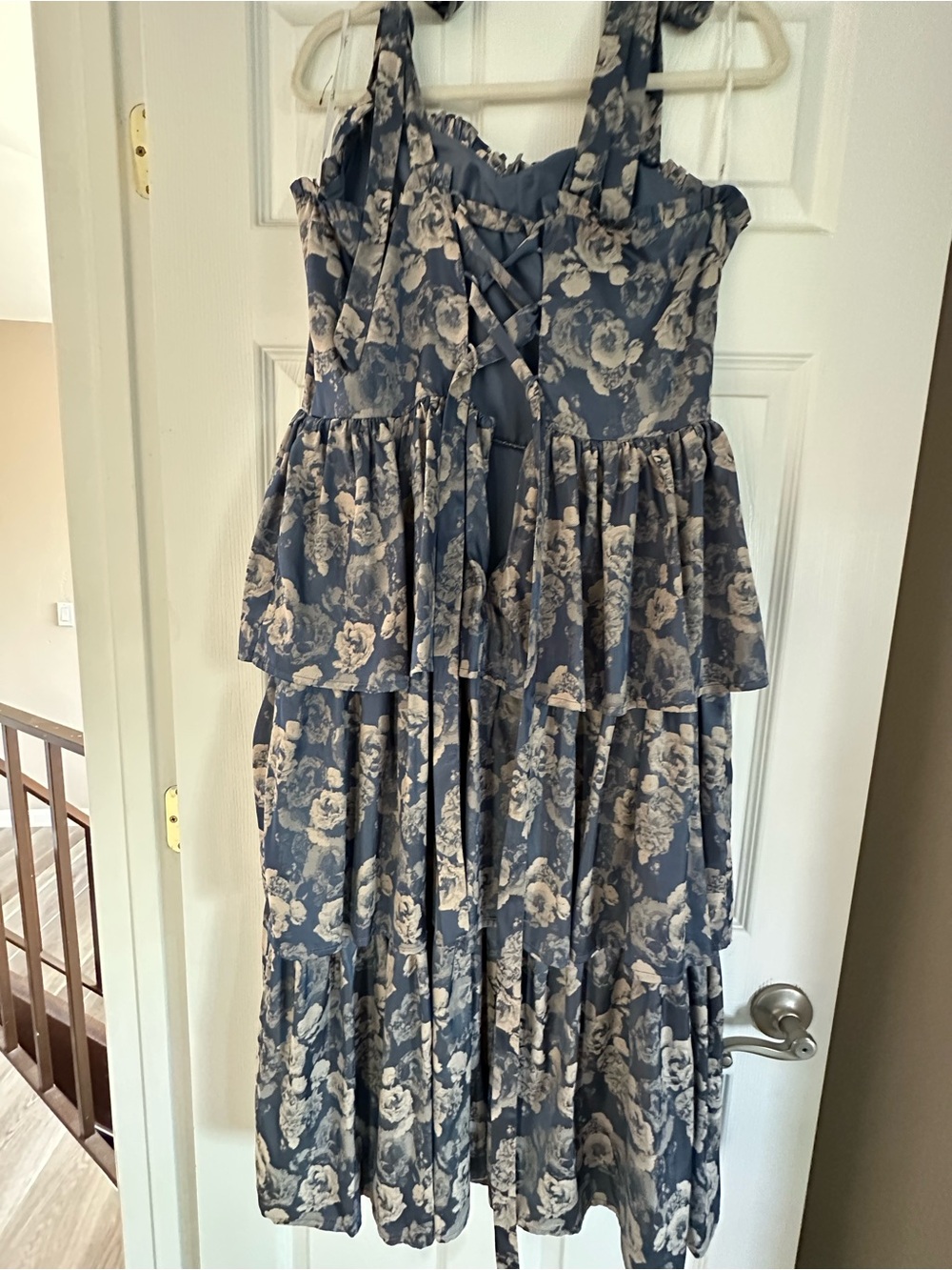 Blue Floral Tiered Sundress - Picture 2 of 3